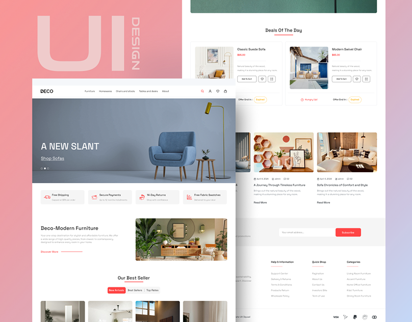 DECO furniture ecommerce full website UI design